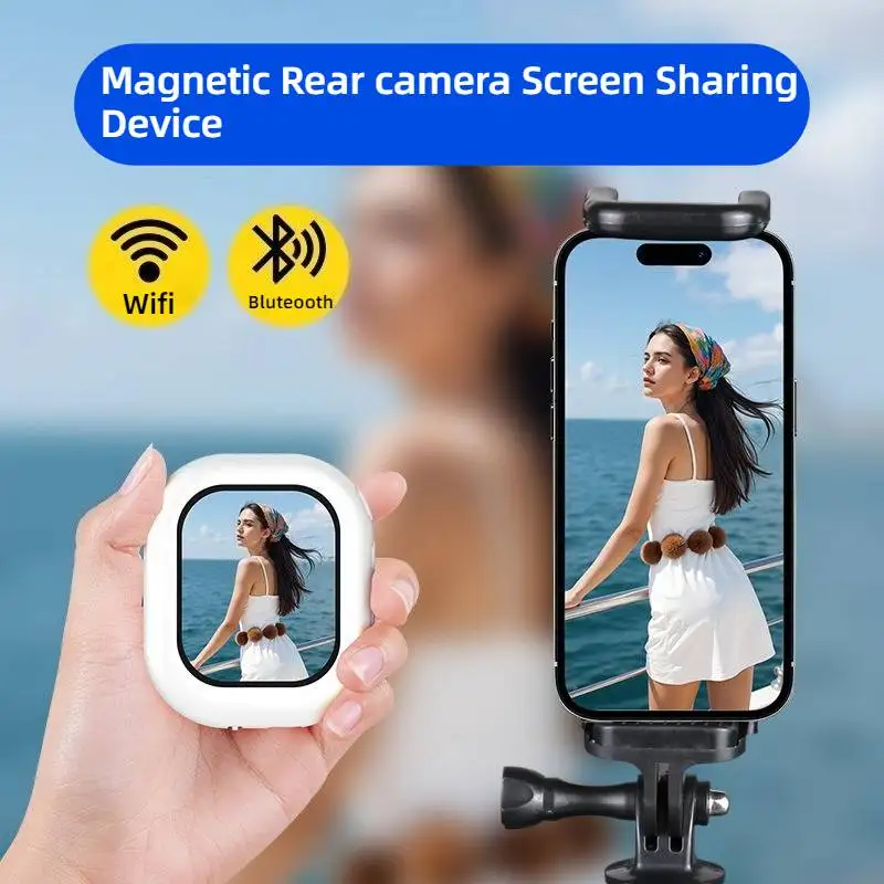 

Mini Magnetic Mobile Phone Rear Camera Viewfinder Vlog Selfie Monitor Screen Remote Control Tool For Apple iPhone 17 16 Android