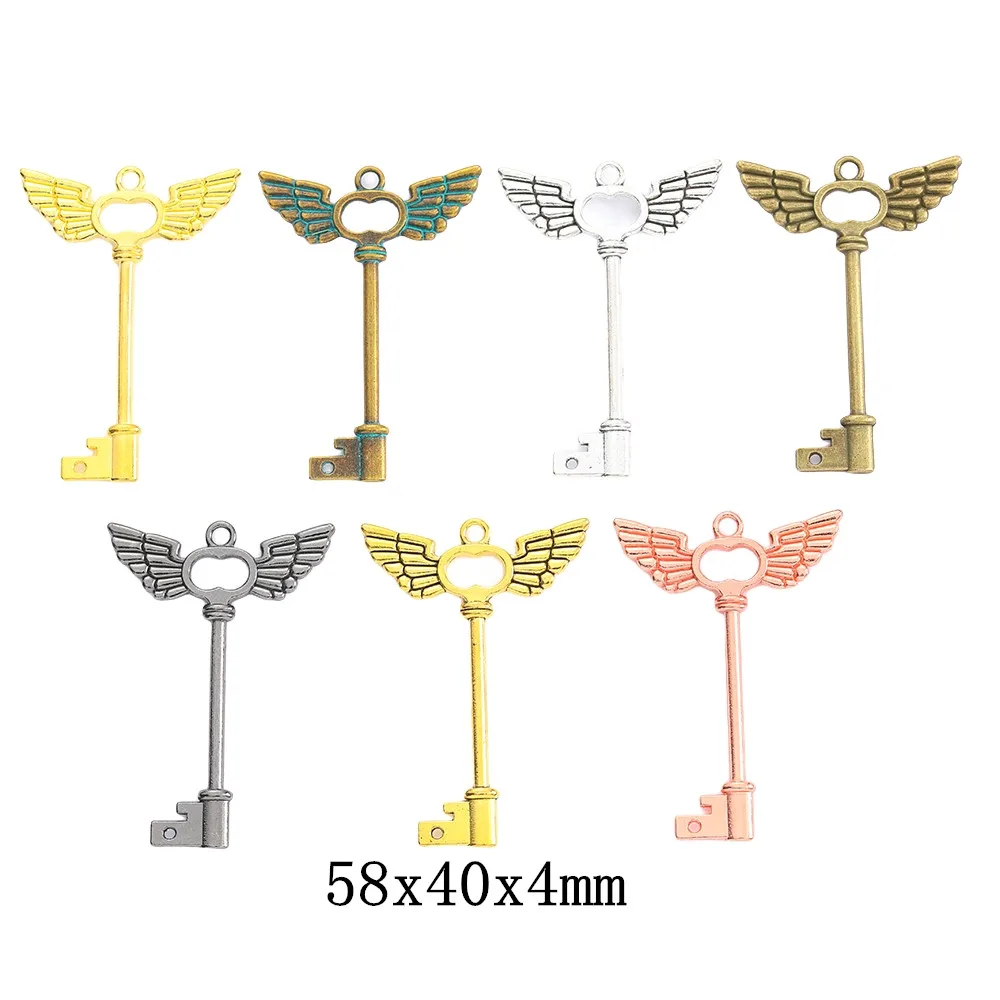 7pieces（key）vintage zinc alloy charm metal pendant DIY jewelry discovery making accessories 1948