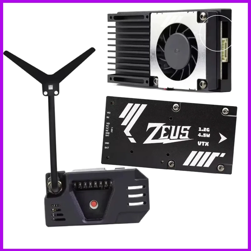 

HGLRC ZEUS 1.2G 4.5W VTX 8CH 25mW 800mW Switchable 2-8S VTX Video Transmitter Module 1.2G 8Ch VRX For Long Range FPV Drone