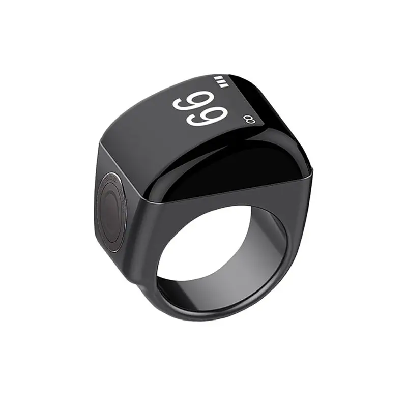 

Zinc Alloy Smart Ring+Charging Box Waterproof Digital Counter APP Controlled Display 5 Prayer Time Reminders-A79U