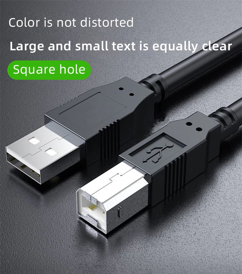 Square USB Square Port Interface Data Cable for Printers, All-in-one Machines Scanners Etc Can Be Connected to A Computer Squar