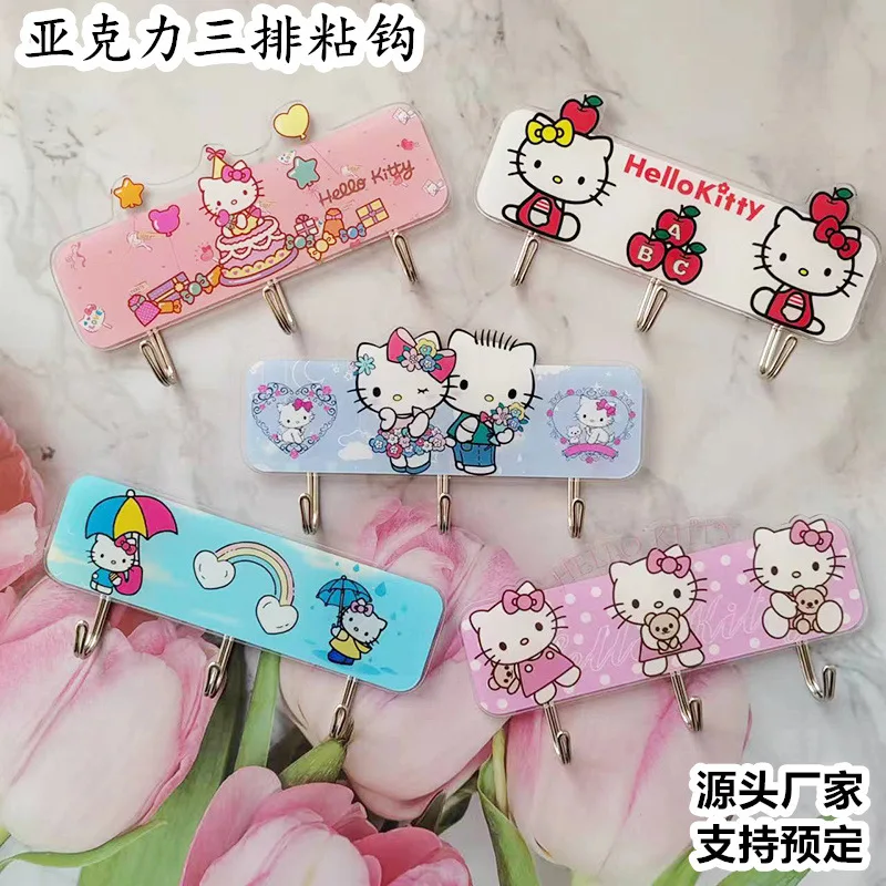 Kawaii Sanrio Hook Cartoon Anime Hello Kitty Cute Student Dormitory Bedroom Acrylic Kitchen Wall Bull Hook Toys Girls Gifts ﻿