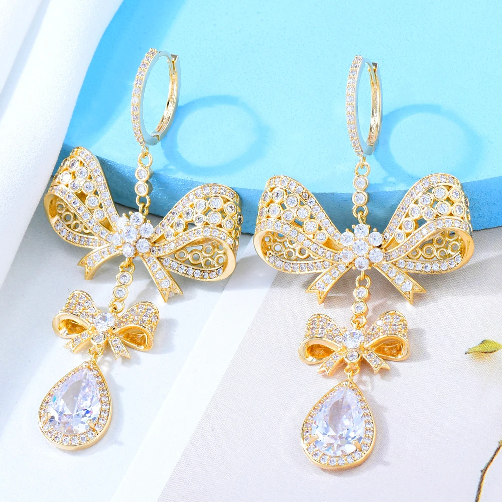 

Kellybola Boho Charm Ins Style Bowknot Long Pendant Earrings for Women Bridal Wedding Party Be Original Lady Girl Gift Jewelry