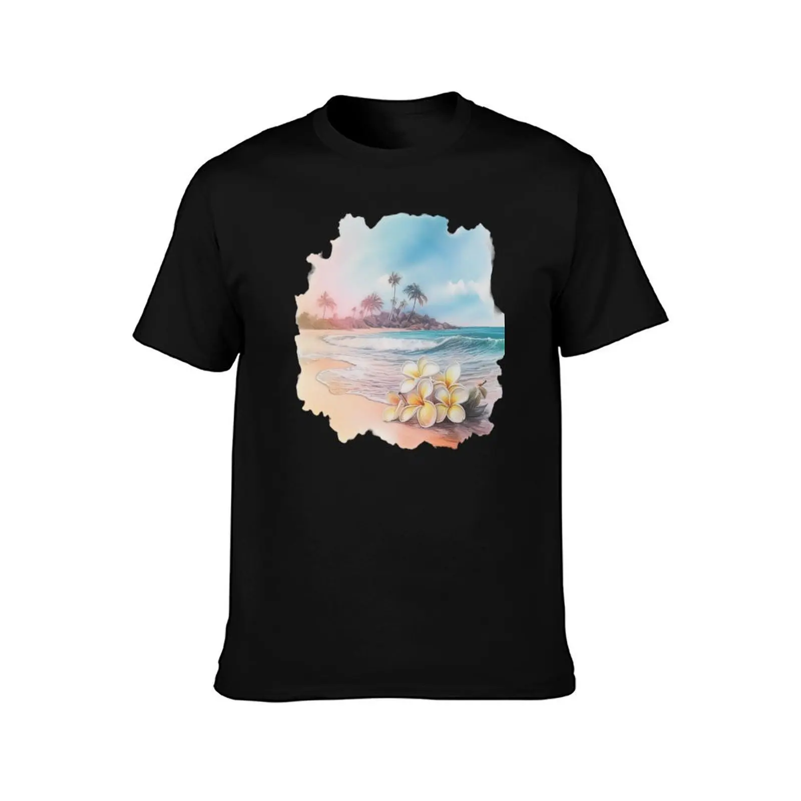 Tranquil Tropics T-Shirt Work Basic Short Sleeve Top T-Shirt