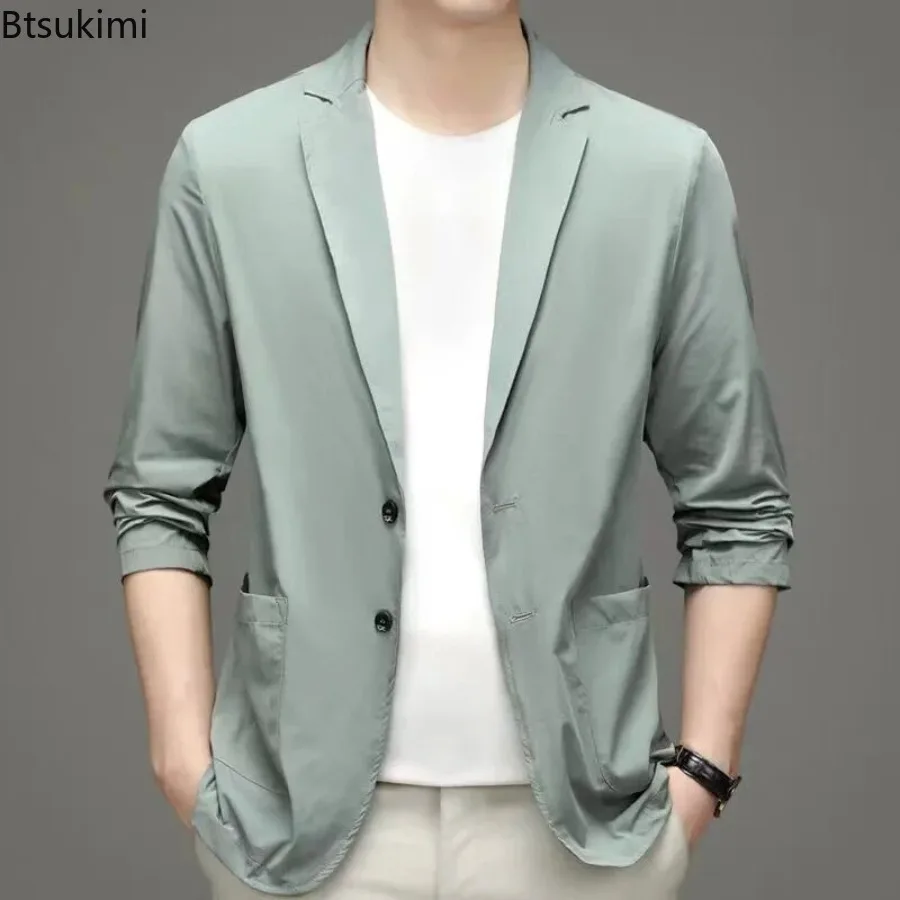 New 2026 Lightweight Casual Suit Jackets for Men Spring Summer High-end Business Blazers Male Ice Silk Sun Protection Suit Tops