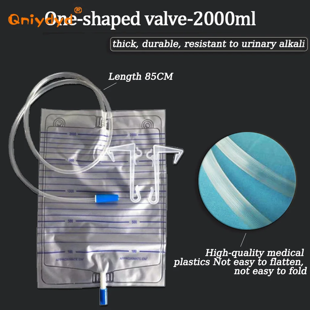 1 Set 2000ML Urine Collection Bag Drainage Bag Catheter Bag Elderly Incontinence Care for Man and Disposable Latex Urine