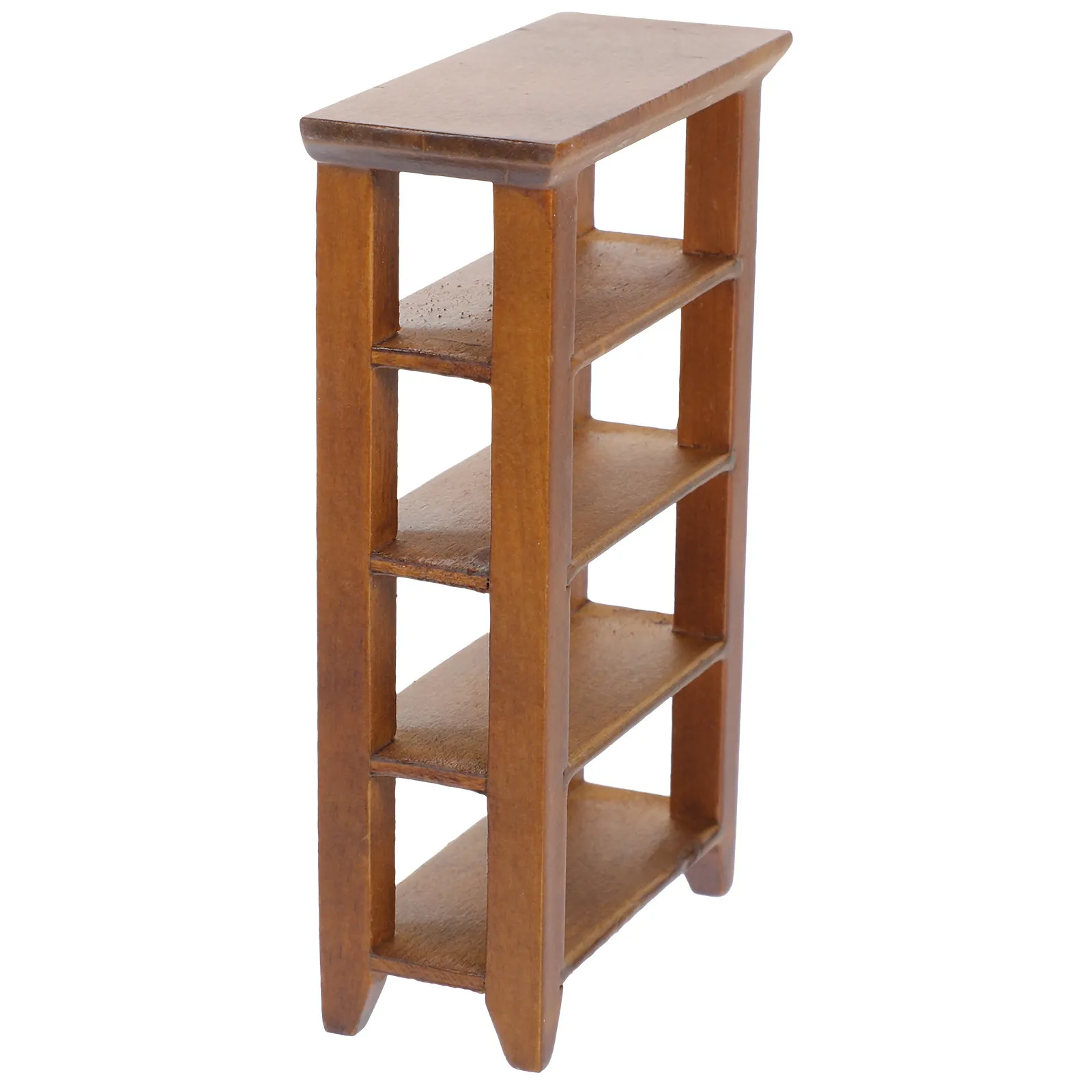 

Миниатюрная деревянная многоярусная подставка-витрина для кукольного домика, реалистичная миниатюрная книжная полка, деревенский стиль, гладкая поверхность, украшение для дома