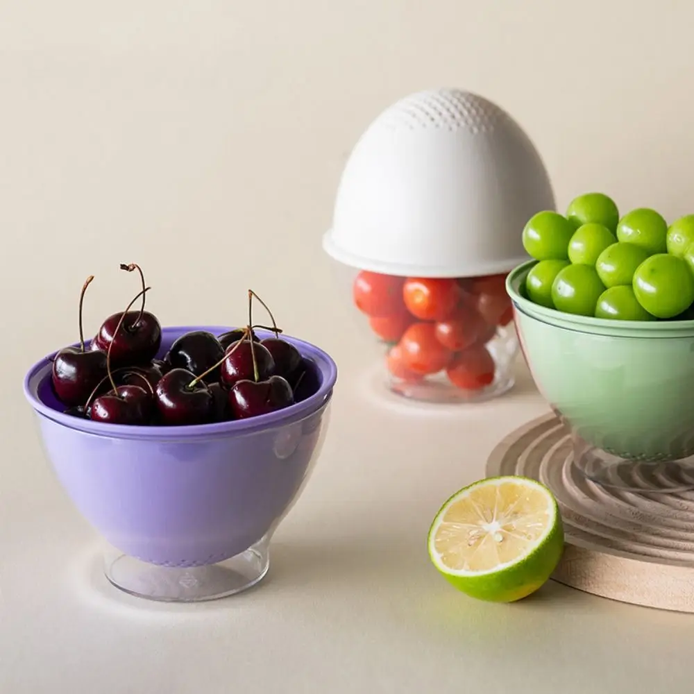 

2Pcs Portable Plastic Double-layer Drain Basket Easy Cleaning Space Saving Fruit Drain Bowl Stackable Mini Fruit Basket Kitchen