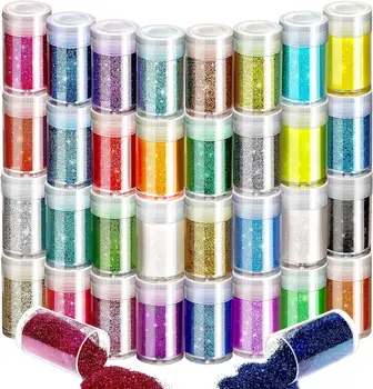 32 garrafas de glitter holográfico, estilo reflexivo corpo glitter para olhos rosto bochecha cabelo unhas lábios, festival cosméticos glitter spa