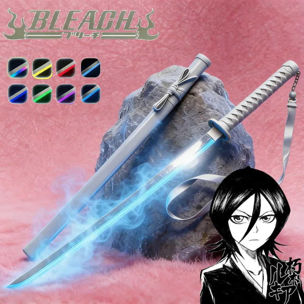 

40-дюймовый меч-катана Рукии Кучики из Bleach с LED-подсветкой, оригинальный реквизит для косплея, деревянная сабля-парогенератор, игрушка-подарок