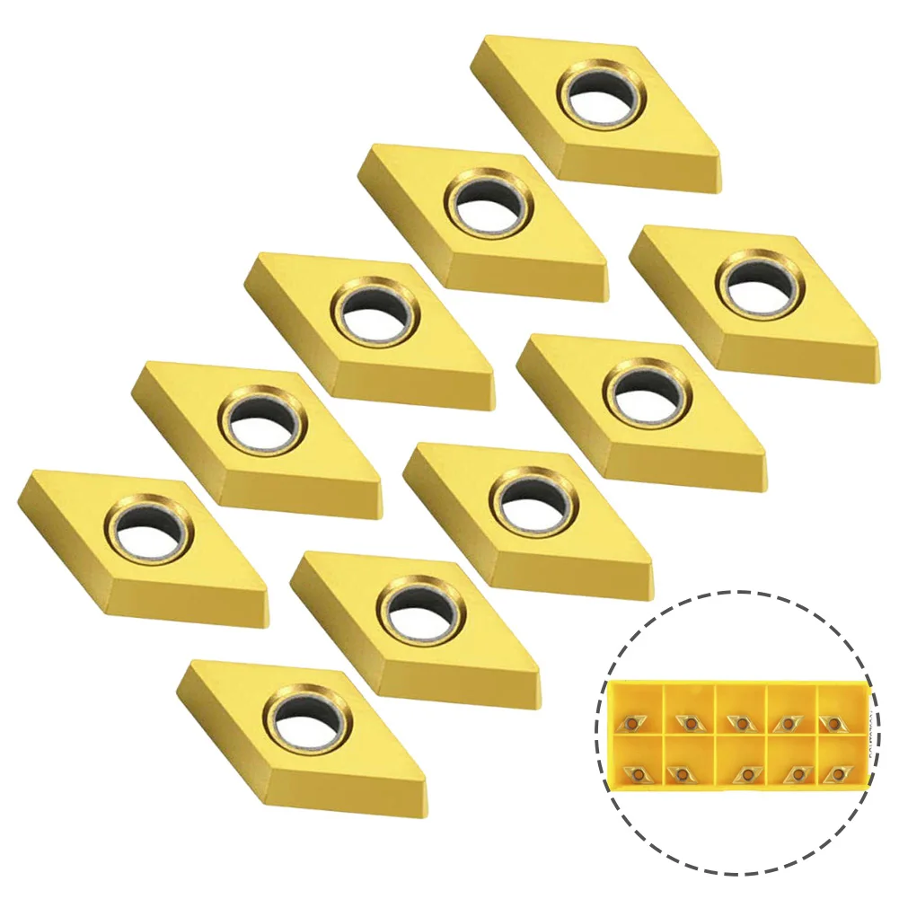 

10Pcs DCMT070204 Carbide Cutting Inserts for Heavy Duty For Steel Work on CNC Equipment Using SDNCN and SDJCR Holders
