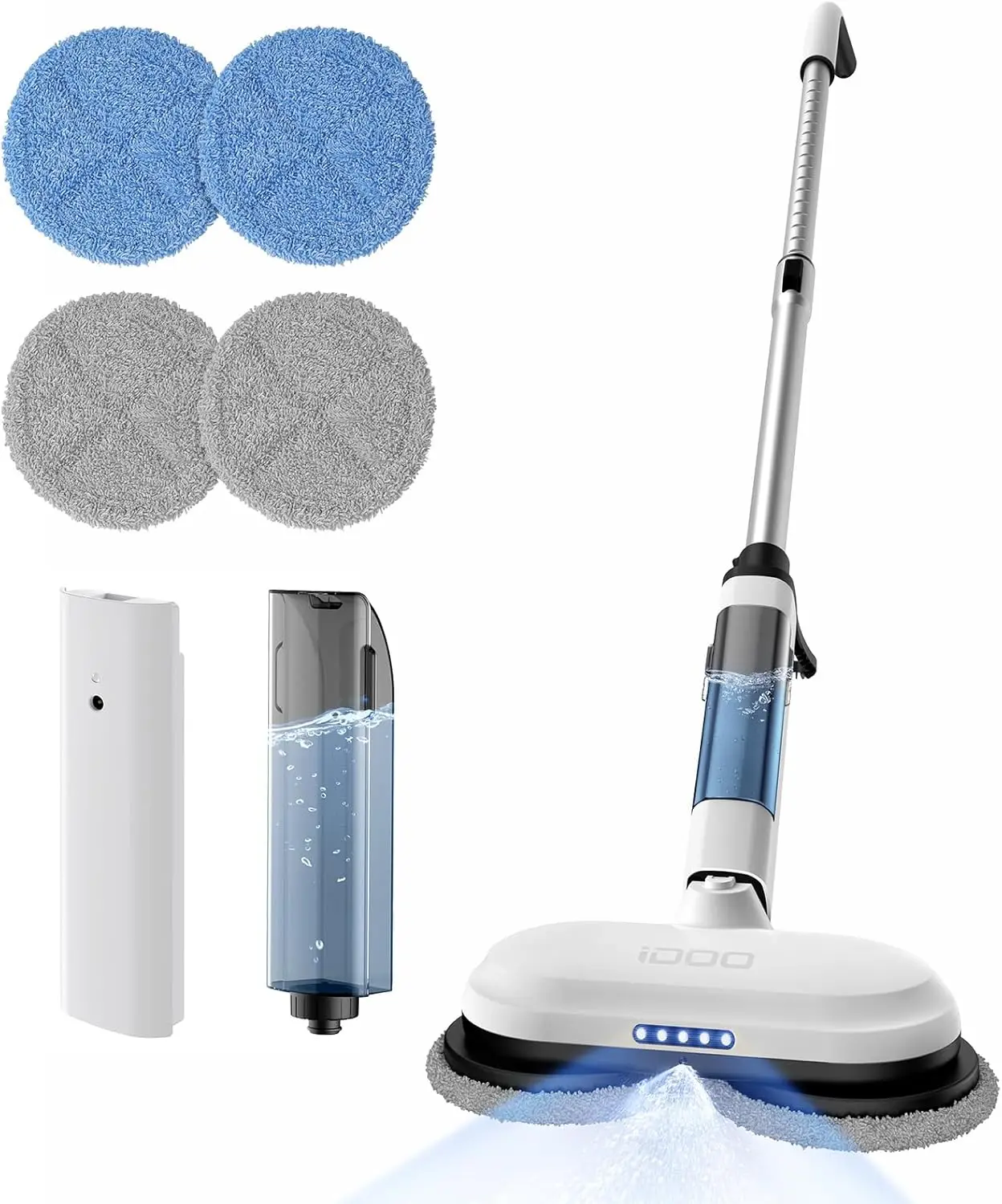 Electric Mop, Upgraded Floor Scrubber Electric Spin Mop with LED Headlight, Rechargeable Dust Mop Cordless Dual-Motor