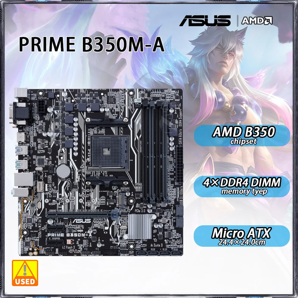 

ASUS PRIME B350M-A Motherboardadopts AMD B350 Chipset Socket AM4 Support Ryzen 5600 4×DDR4 64GB PCI-E 3.0 2×M.2 Micro ATX