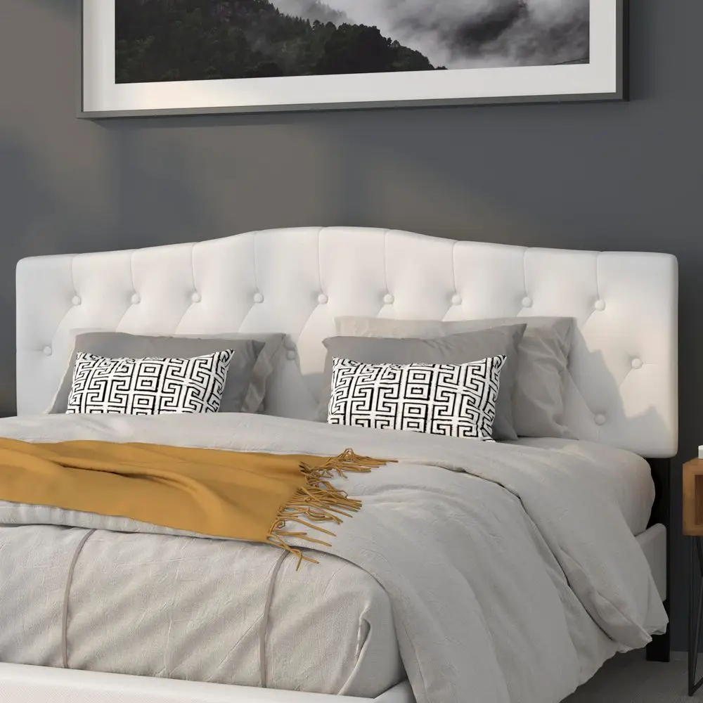 

Tufted holstered King Size Headboard in White Fabric
