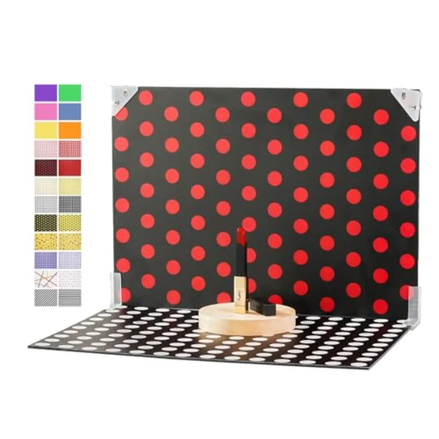 

Meking 12Pcs 24Patterns Product Photography Backdrops Kit Small Photo Backdrop Colorful Polka Dot Flat Lay Background for Jewel