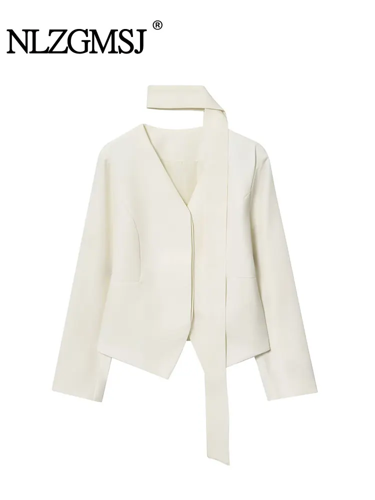 

NLZGMSJ Для женщин ﻿ Куртка, осенняя пара на пуговицах с длинными рукавами и шарфом, куртки для женщин, уличное повседневное пальто, новинка, куртка Ou