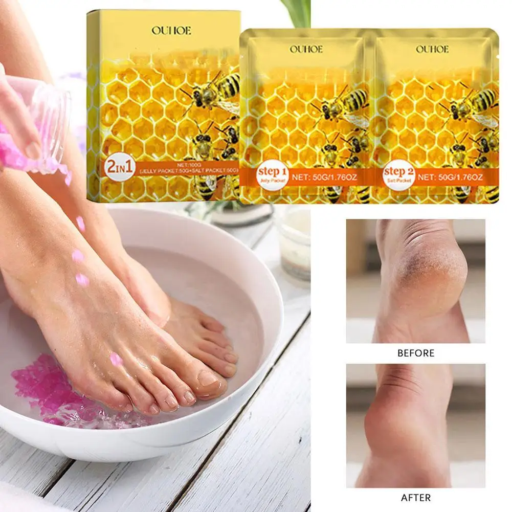 2in1 box of 2pcs bee foot exfoliating mud, gentle exfoliation and rejuvenation skin improvement, rough feet, exfoliation