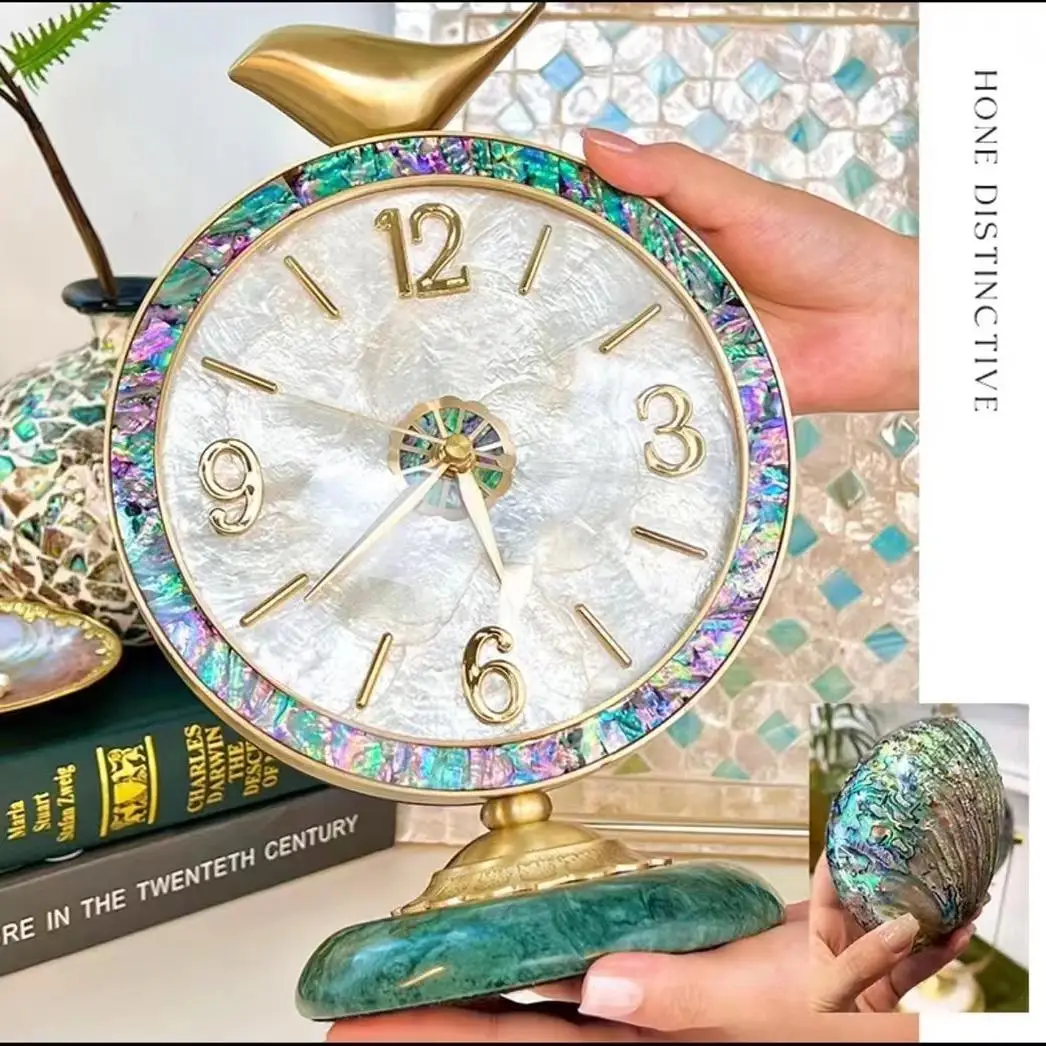 Happy Eyebrows Bird Seat Clock Decoration Simple Shell Clock Diameter 19 High 28 Base 13cm Home Decoration Accessories