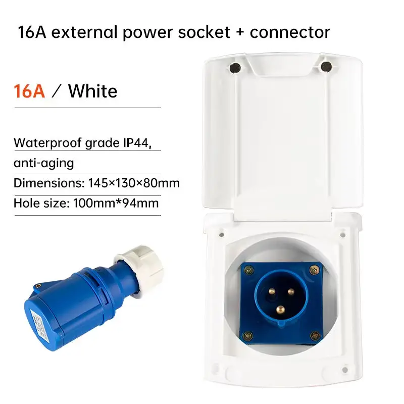 RV Accessories 220V-240V 16A RV Power Outlet Box Enclosed Lockable Electrical Receptacle Panel Marine Power Inlet Port
