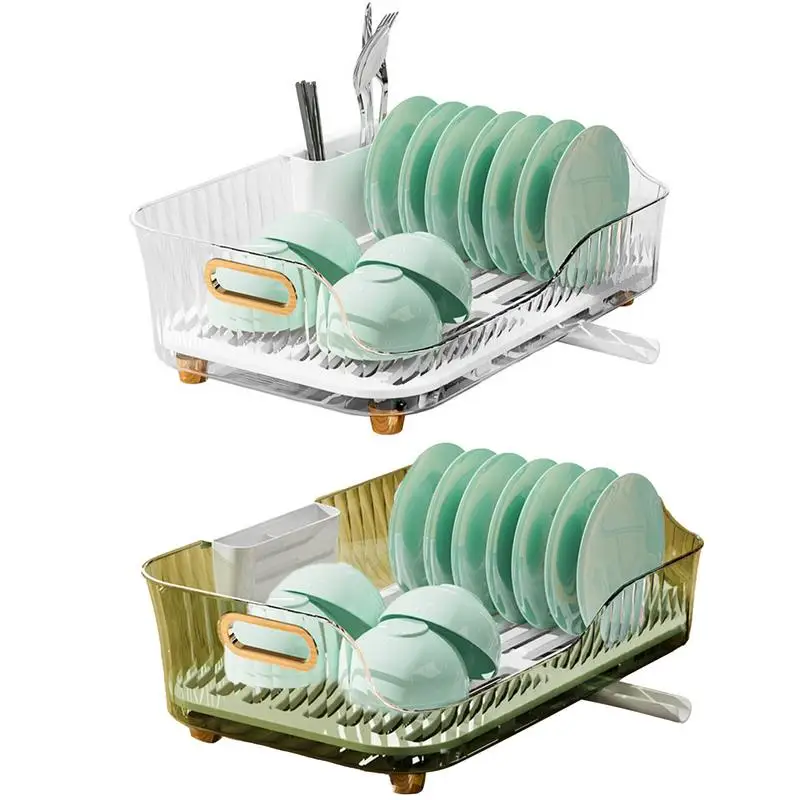 Dish Drying Rack Compact Kitchen Dish Rack Large Rust-Proof Dish Drainer With Utensil Holder