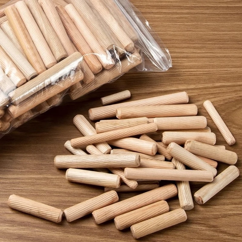 100개입 나무 다웰 캐비닛 서랍용 원형 플루티드 우드 크래프트 다웰 핀 로드 세트 가구 부속품 다웰 핀 6/8/10mm 인기 상품