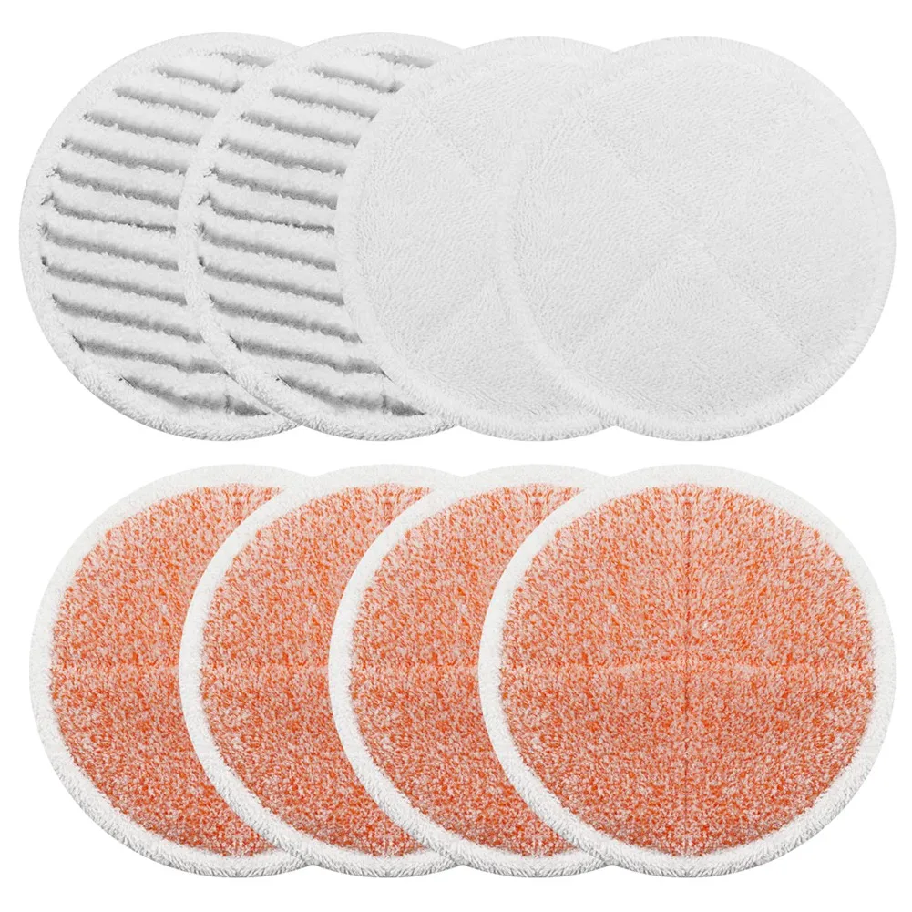 8 Pack Steam Mop Pads Replacement Set for Bissell Spinwave 2039A 2124: 4 Heavy Scrub Pads, 2 Soft Pads, 2 Scrubby