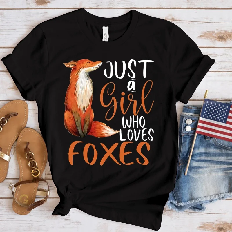 Fashion New Just A Girl Who Loves Foxes 3d Tshirts For Men And Women Cartoon Casual Street Streetwear T-shirt Short-sleeved Top