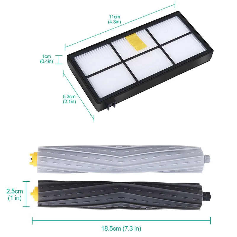 Accesorios de repuesto para iRobot Roomba, Kit de reposición de aspiradora, cepillo lateral de goma, filtro HEPA, serie 960, 900, 891, 800