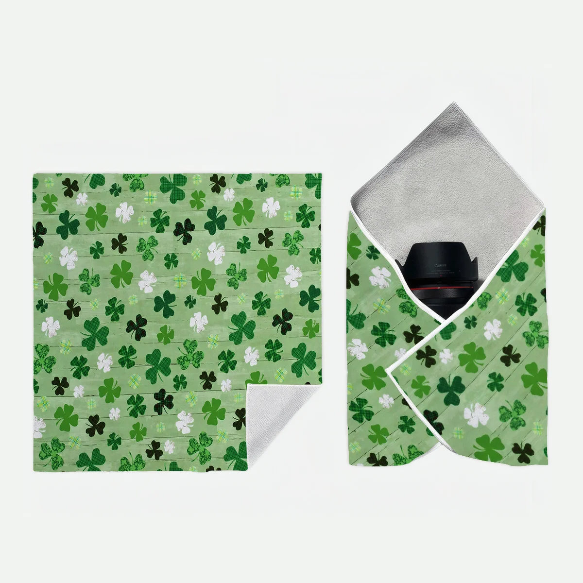 1pc Multi-Functional Magic Sticky Dust-Proof Wrapping Cloth Lucky Clover Pattern Printed Makeup Bag Portable Storage Pouch Gift