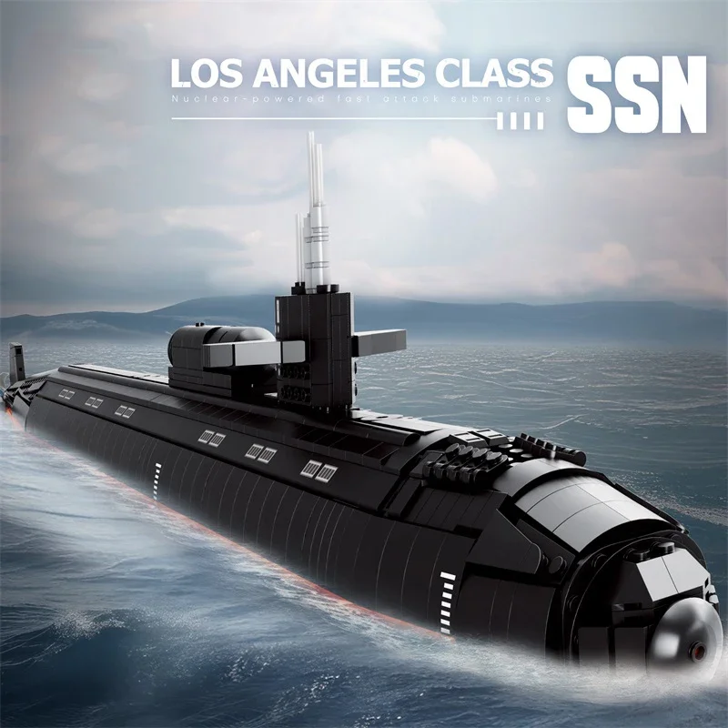 2988-teiliger SSN-688 U-Boot-Bausatz, Modellbausteine für Atom-U-Boote der Marine, Desktop-Deko, DIY-Spielzeug für Kinder