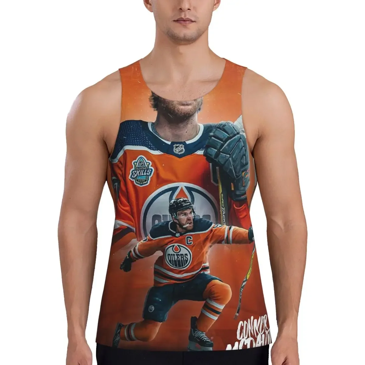 Connor McDavid 97 For Edmonton Oilers Fans Gym Tank Bodybuilding Vest Fitness Sleeveless Tops Quick Men Workout Sports Clothing