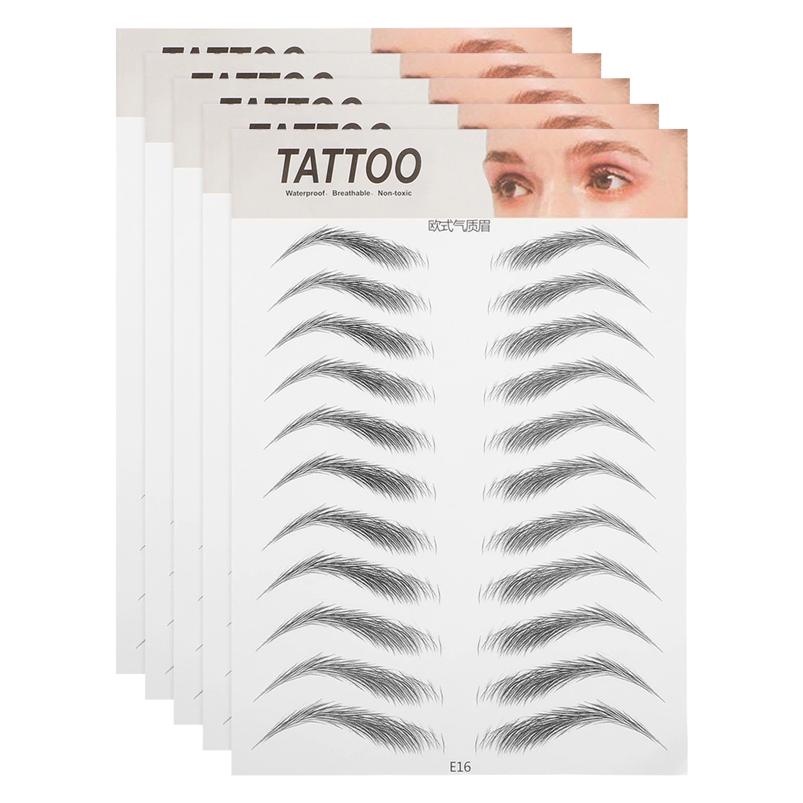 

5 Pcs Eyebrow Stickers Transfer Authentic Brows Three-dimensional Template Black 3D Water Paper 6D