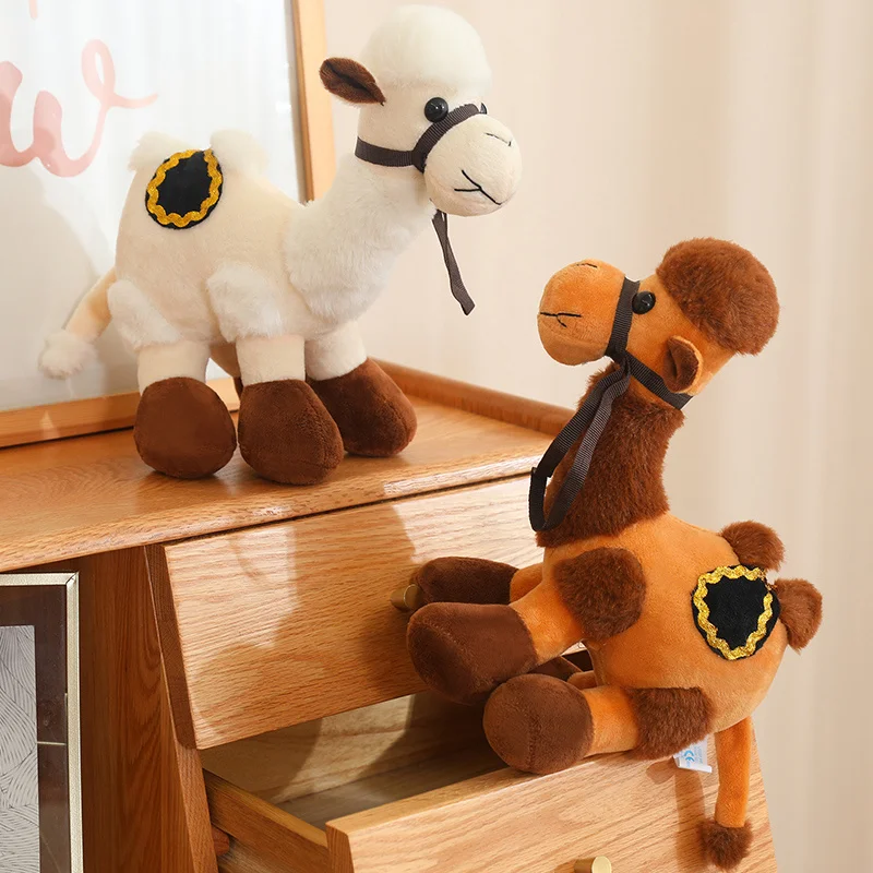 

1pc Two-humped Camel Plush Toy Stuffed Cartoon Desert Animal Doll Yellow Brown White Pillow Men Gift