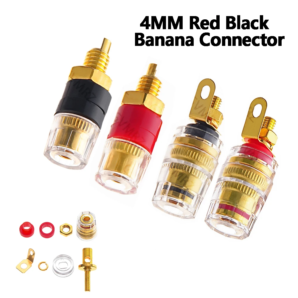 2PCS 4MM Red Black 4MM Banana Connector Amplifier Banana Plug Socket Connector The Speaker Terminal Red Black 4MM