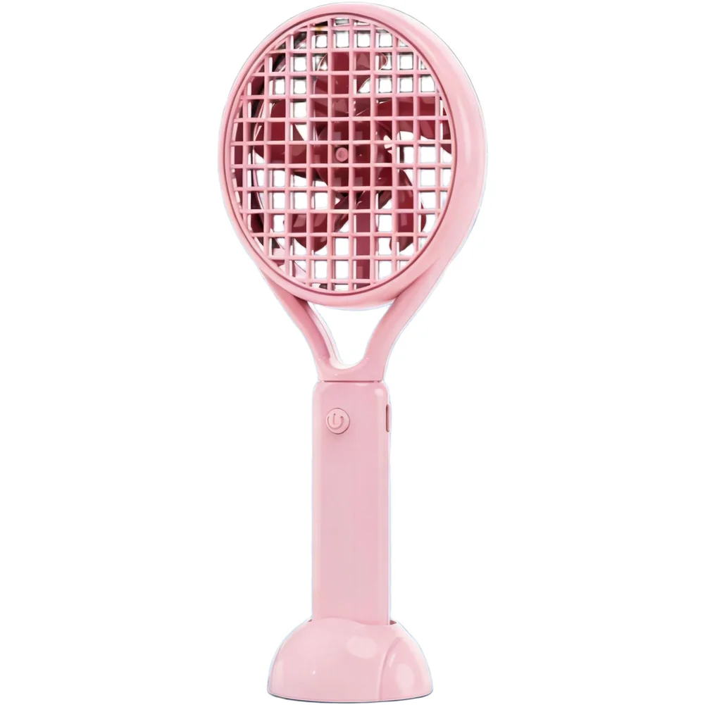 Compact Fan with Tennis Racket Motif USB Rechargeable 1200mAh Capacity and Adjustable Air Movement for On-the-Move Cooling