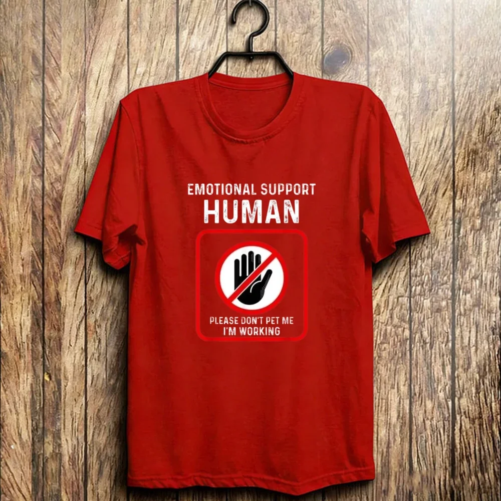 Funny Emotional Support Human Graphic Tee Do Not Pet Working Caution Service Job Dog Lover Sign Unisex Short-sleeve Shirt
