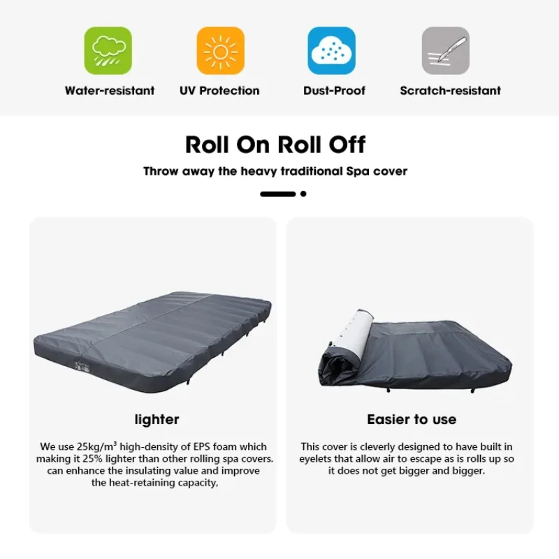 New 100% Waterproof Roll Up Swimming Pool Cover Swim Tub Cover