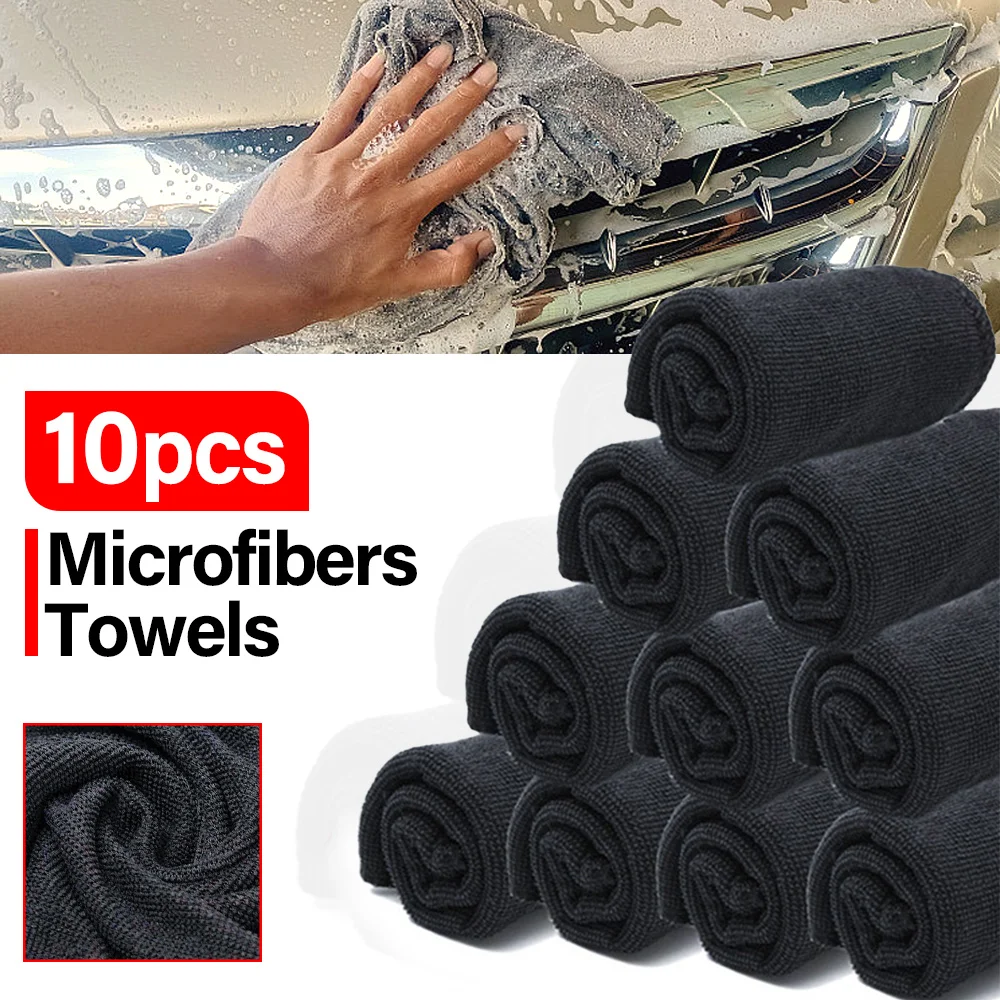 30cmx40cm Car Wash Microfiber Towel Cleaning Drying Cloth Car Window Care Cloth Detailing Polishing Black