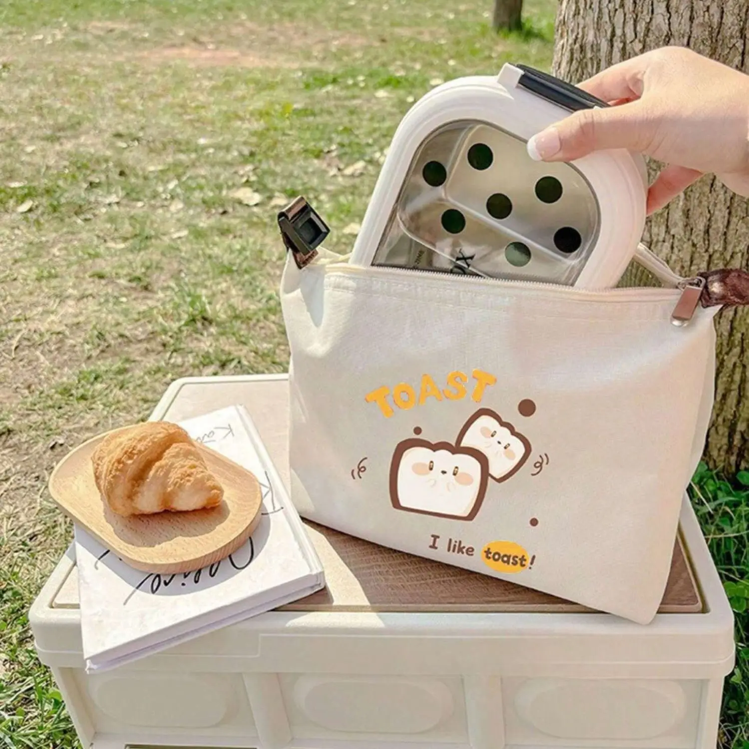 1PC Large Capacity Lunch Box Bag Portable Storage Bag Portable Meal Bag Dessert Style Insulated Bag Student Picnic Bag