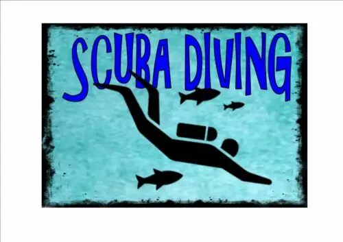 Vintage Style Scuba Diving Sign Diving Wall Plaque Scuba I Love Scuba Diving