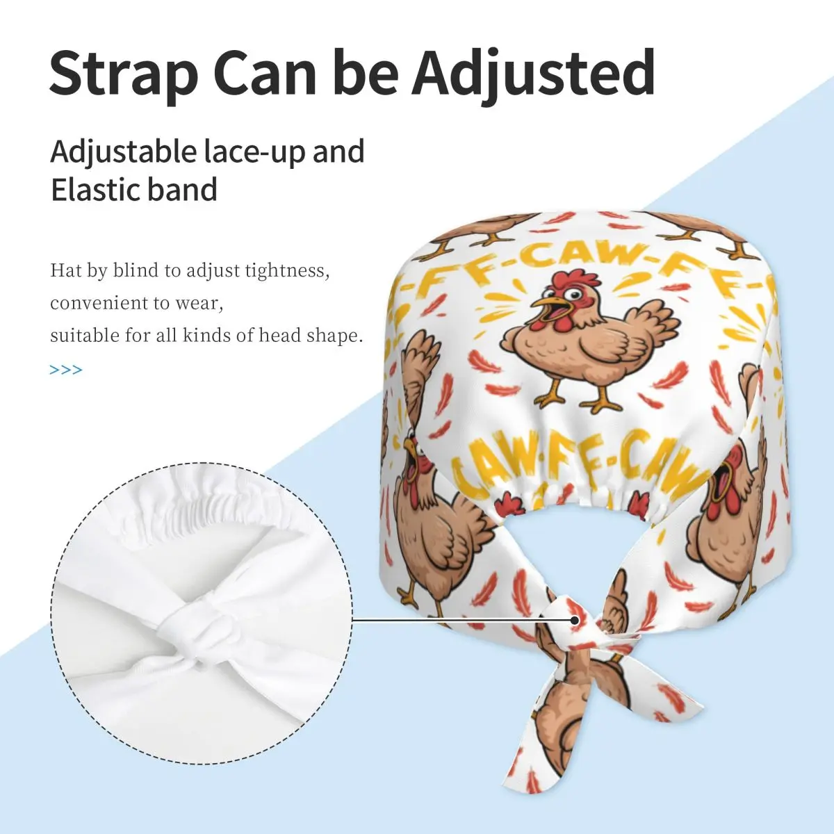 Chapeau de gommage de travail f-caw-f, chapeaux d'allaitement de poulet, casquette médicale unisexe Kawaii, casquettes de travail confortables pour cheveux longs