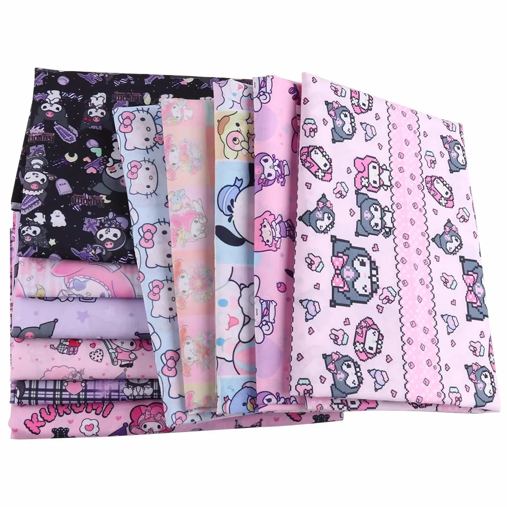 

140cm Width My Melody Japanese Anime Peripherals Polyester Fabric DIY Sewing Patchwork Quilting Kids Clothes Material