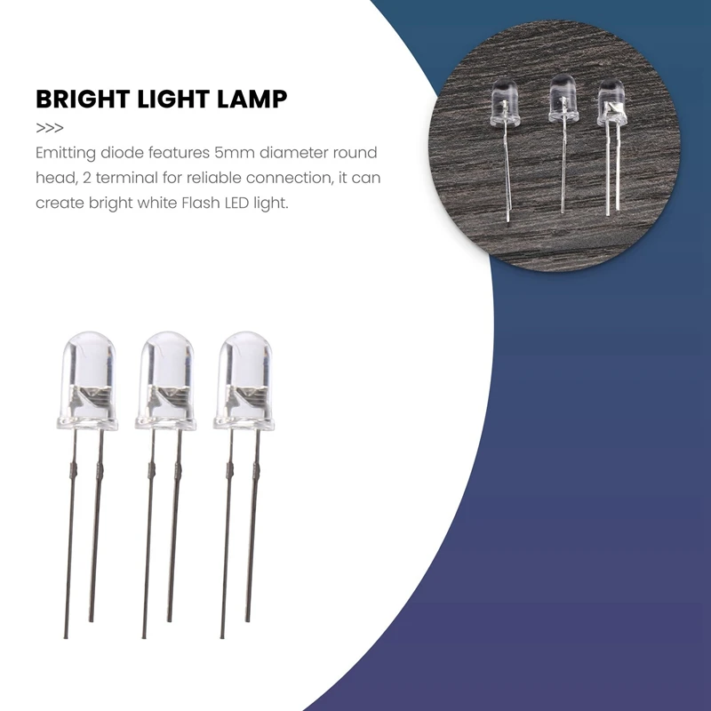 LED Bright Light Lamp Emitting Diode, 70 Piece, DC 3V-6V, 5 Mm, White