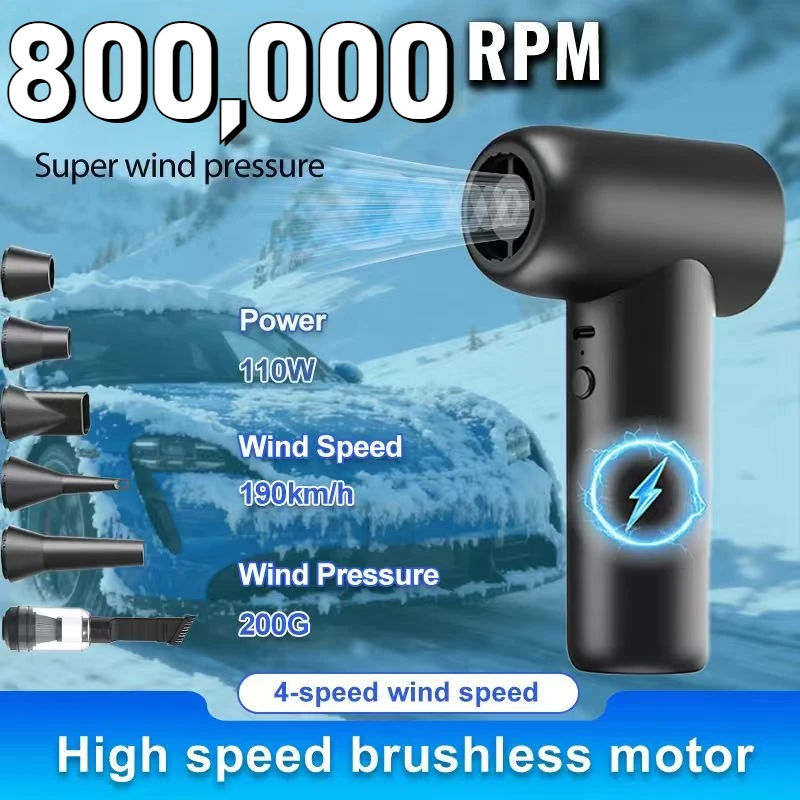 

Electric Air Blower 800000RPM Powerful Turbo Jet Fan Multi-Purpose Rechargeable Blower with LED lighting for Car/PC/Outdoor tool