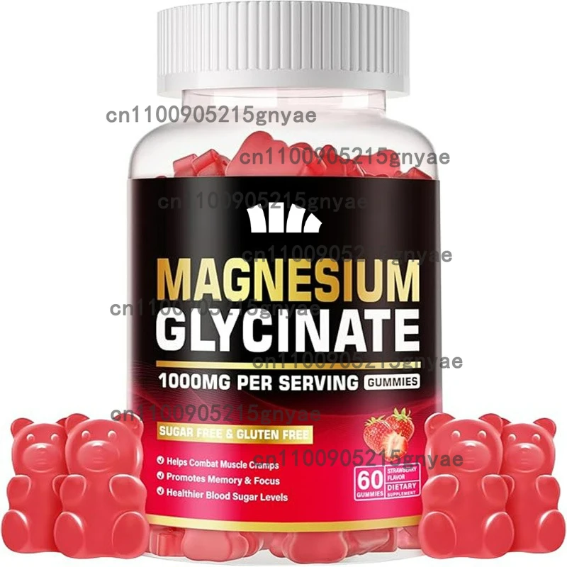 

Compound Magnesium Gummies - Magnesium Glycinate, Threonate Supplement, Containing Vitamin B6, D3- Vegetarian, 60 Gummies