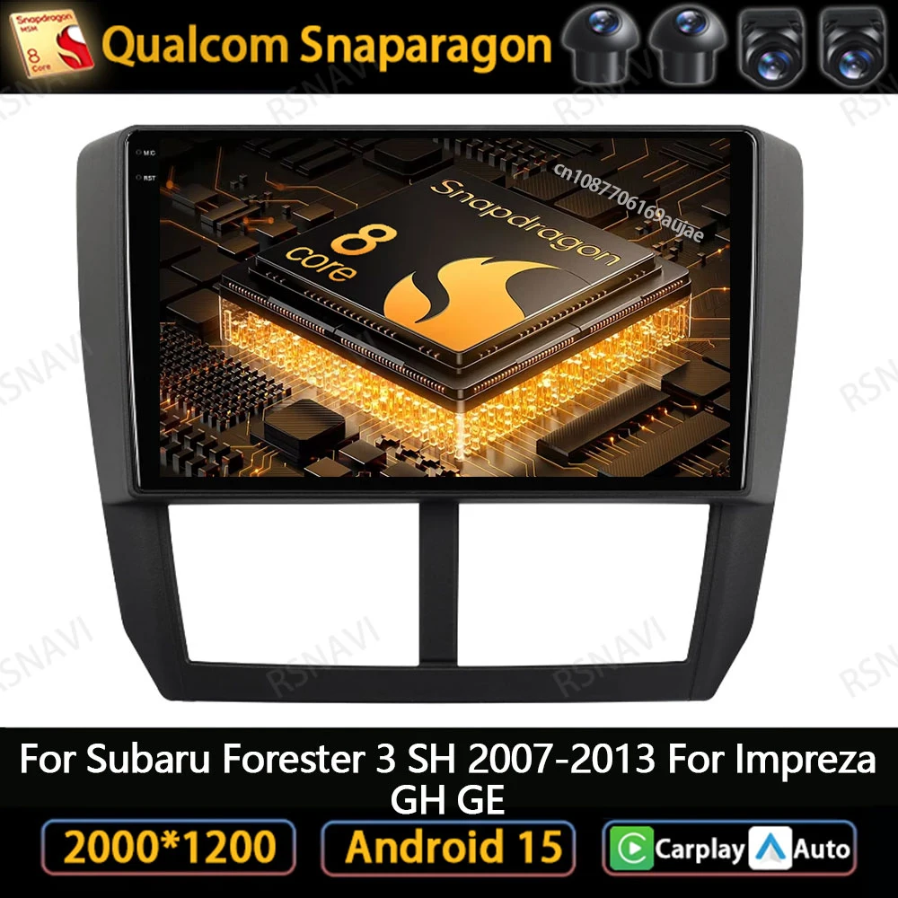 Android 15 Car Radio For Subaru Forester 3 SH 2007-2013 For Impreza GH GE Head Unit GPS Viedo Player QLED Multimedia Stereo DSP