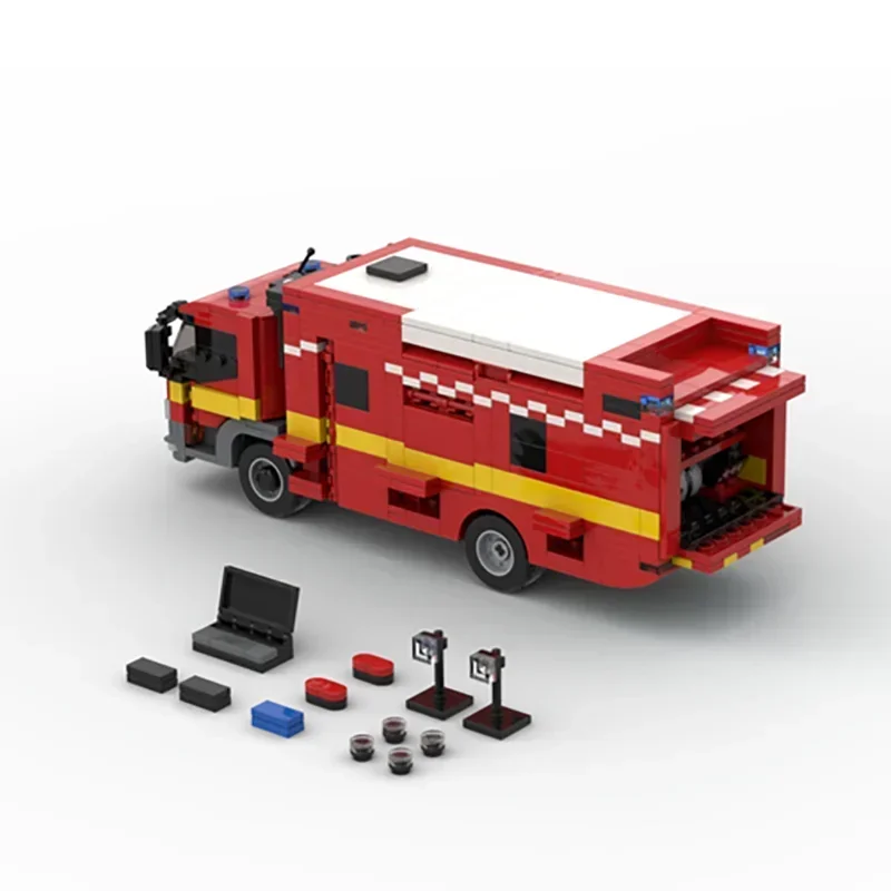 Moc Klocki konstrukcyjne Model samochodu London Fire Brigade - Jednostka poleceń Technologia Klocki modułowe Prezent Zabawki świąteczne Zestawy DIY Montaż