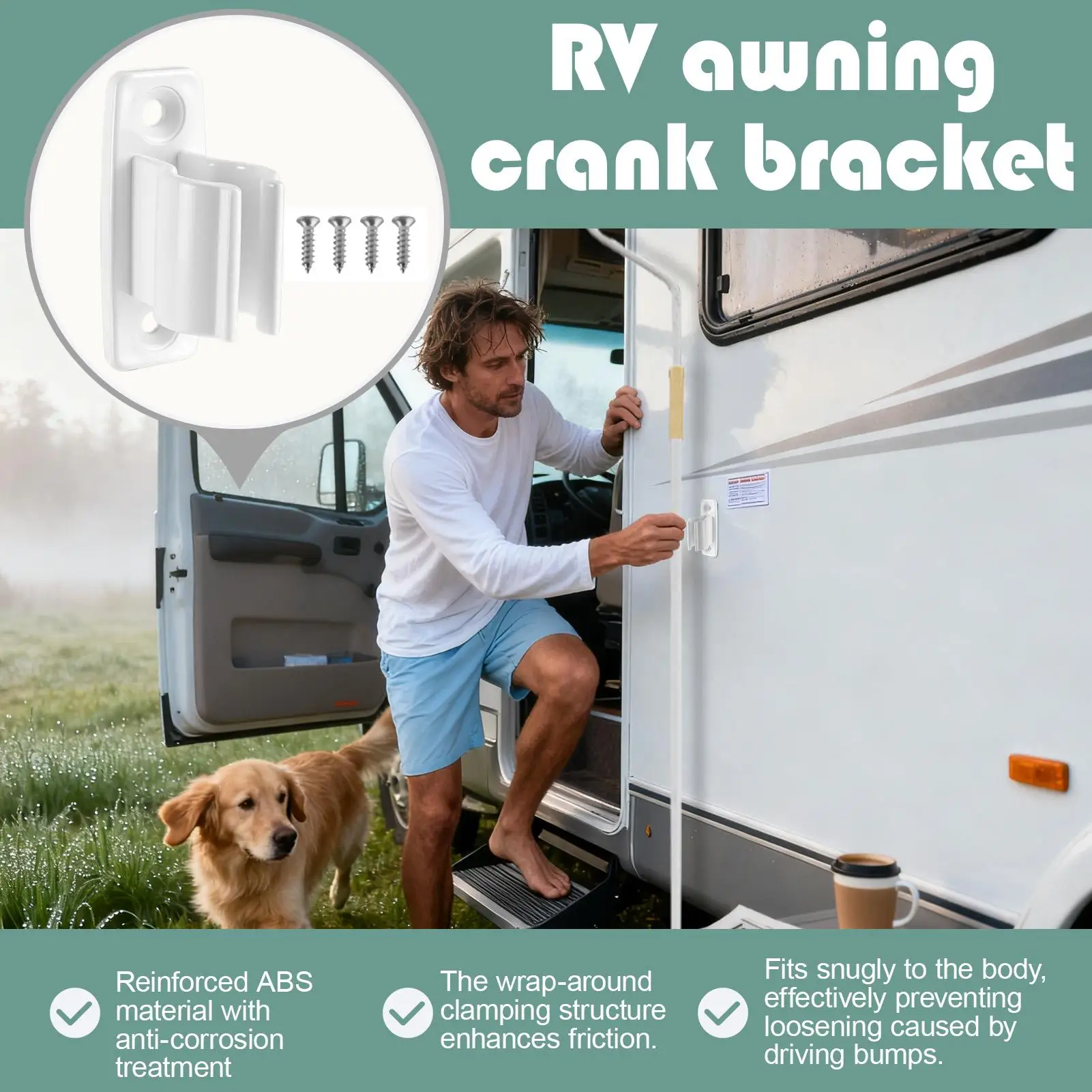 

Awning Crank Handle Pole Hook Sun Shade Support With Screws RV Awning Accessories For Shops Food Trucks Outdoor Restaurants
