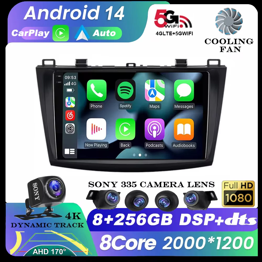 

Android 14 For Mazda 3 2009-2013 Car Radio Multimedia Player Stereo Navigation Carplay Speakers Head Unit Video Audio GPS 2 Din