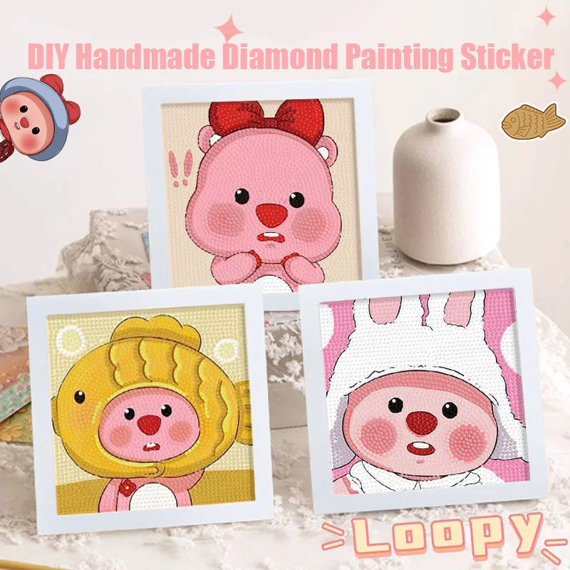 MINISO Cartoon Loopy Diamond Stickers Cute Anime Beaver Desktop Decor DIY Handmade Diamond Painting Sticker Toys for Girl Gifts